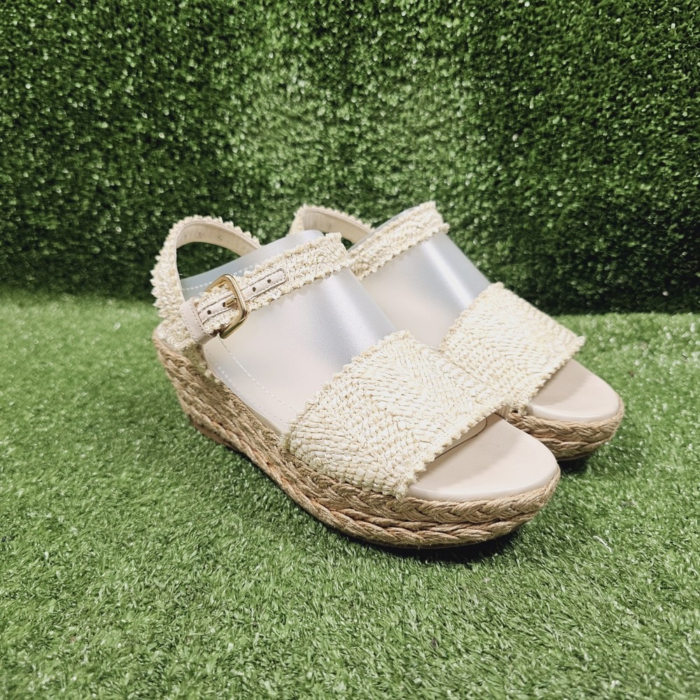 Stuart Weitzman Beige‎ Espadrille Wedge Platform Sandals Womens Size 5 M